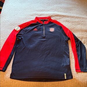 Adidas Navy and Red USA Quarter-Zip - World Cup of Hockey Patch